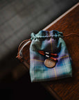 Hame Tartan Leather Drawstring Valuables Pouch